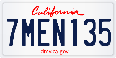 CA license plate 7MEN135