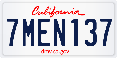 CA license plate 7MEN137