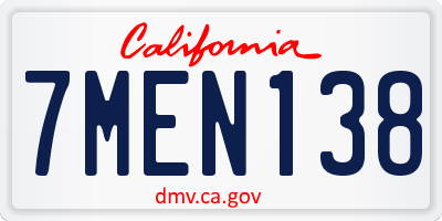 CA license plate 7MEN138