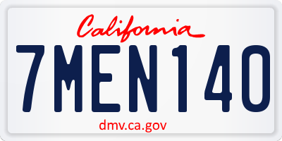 CA license plate 7MEN140