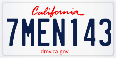 CA license plate 7MEN143