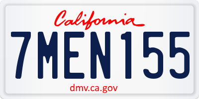 CA license plate 7MEN155