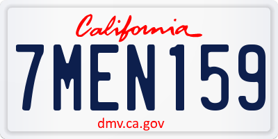 CA license plate 7MEN159