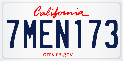 CA license plate 7MEN173