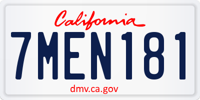CA license plate 7MEN181
