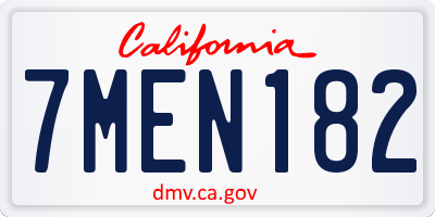 CA license plate 7MEN182