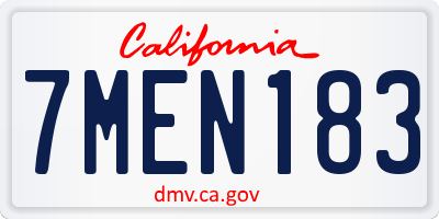 CA license plate 7MEN183