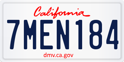CA license plate 7MEN184