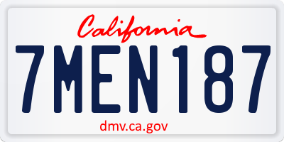 CA license plate 7MEN187