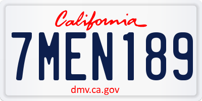 CA license plate 7MEN189