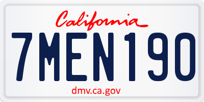 CA license plate 7MEN190