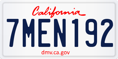CA license plate 7MEN192