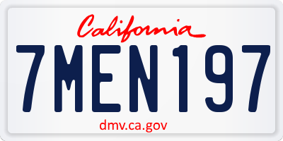 CA license plate 7MEN197