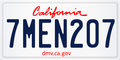 CA license plate 7MEN207