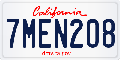 CA license plate 7MEN208