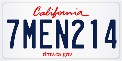 CA license plate 7MEN214