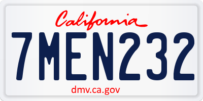 CA license plate 7MEN232