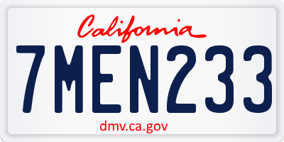 CA license plate 7MEN233