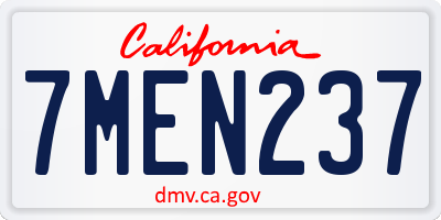 CA license plate 7MEN237