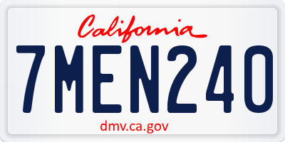 CA license plate 7MEN240