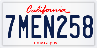 CA license plate 7MEN258