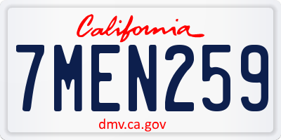 CA license plate 7MEN259