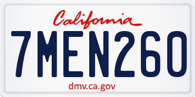 CA license plate 7MEN260