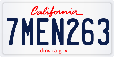 CA license plate 7MEN263