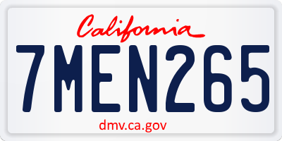 CA license plate 7MEN265