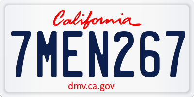CA license plate 7MEN267