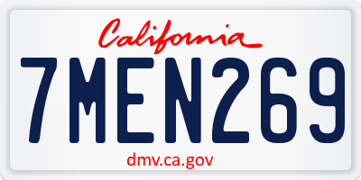 CA license plate 7MEN269