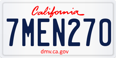 CA license plate 7MEN270