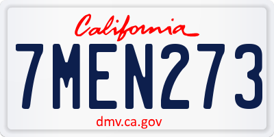 CA license plate 7MEN273