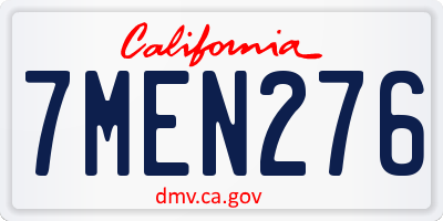 CA license plate 7MEN276