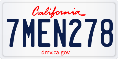 CA license plate 7MEN278