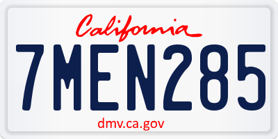 CA license plate 7MEN285