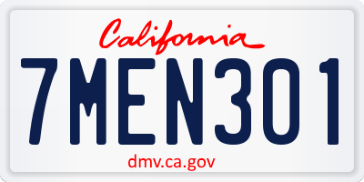 CA license plate 7MEN301