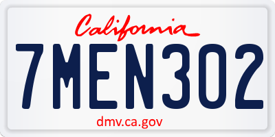CA license plate 7MEN302