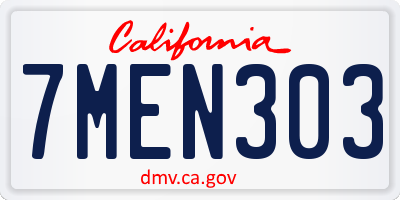 CA license plate 7MEN303