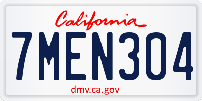 CA license plate 7MEN304