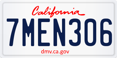 CA license plate 7MEN306