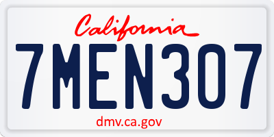 CA license plate 7MEN307