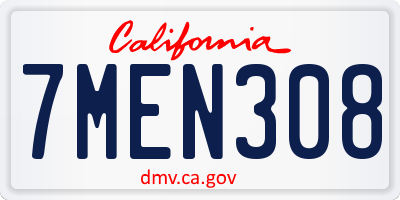CA license plate 7MEN308