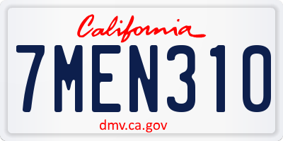CA license plate 7MEN310