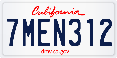 CA license plate 7MEN312