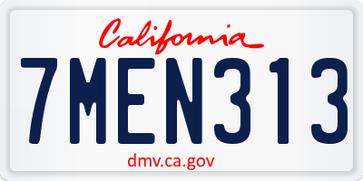 CA license plate 7MEN313