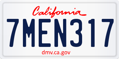 CA license plate 7MEN317