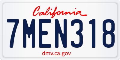 CA license plate 7MEN318