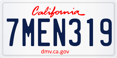 CA license plate 7MEN319