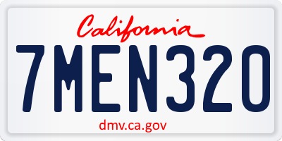 CA license plate 7MEN320